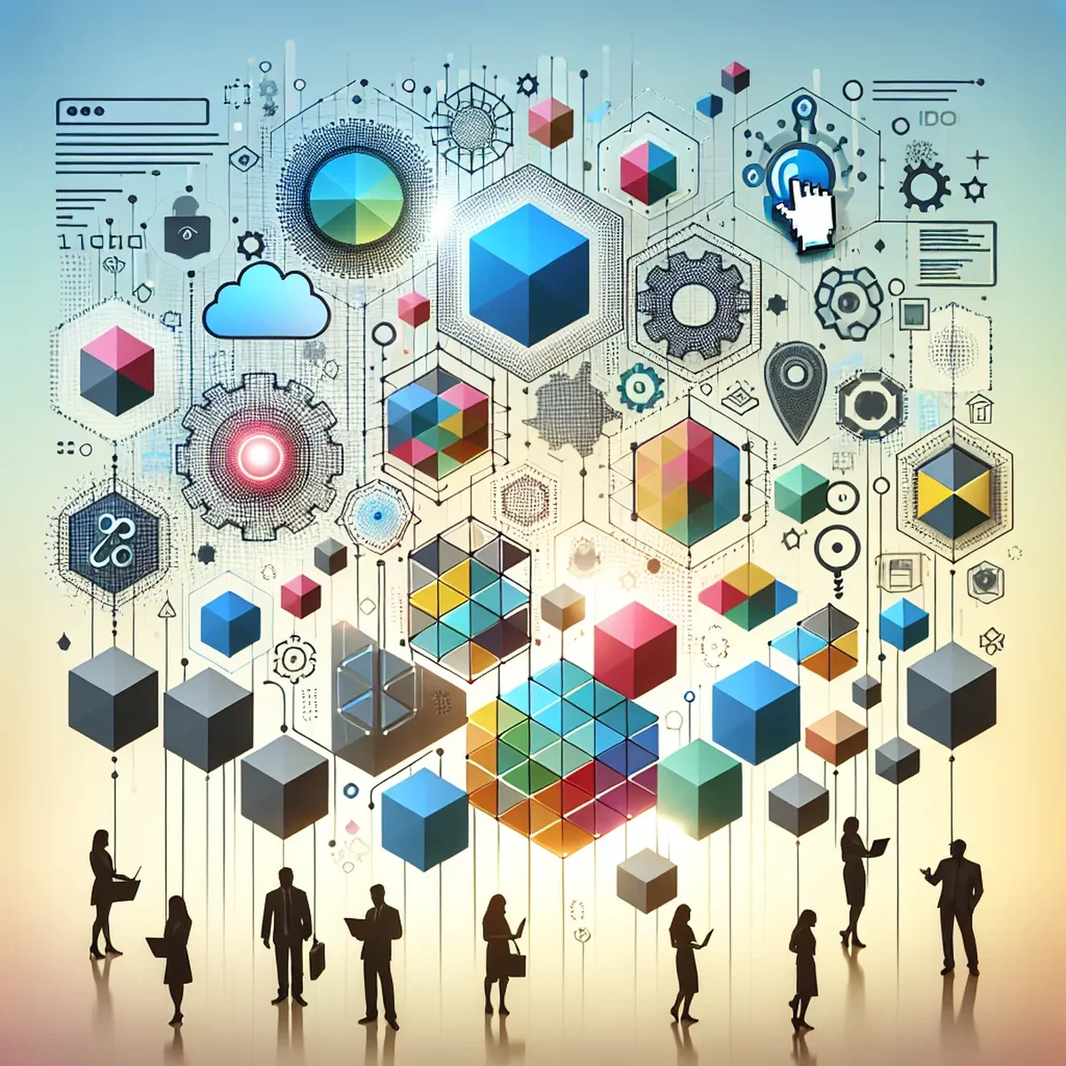 A developer creating block patterns on a computer