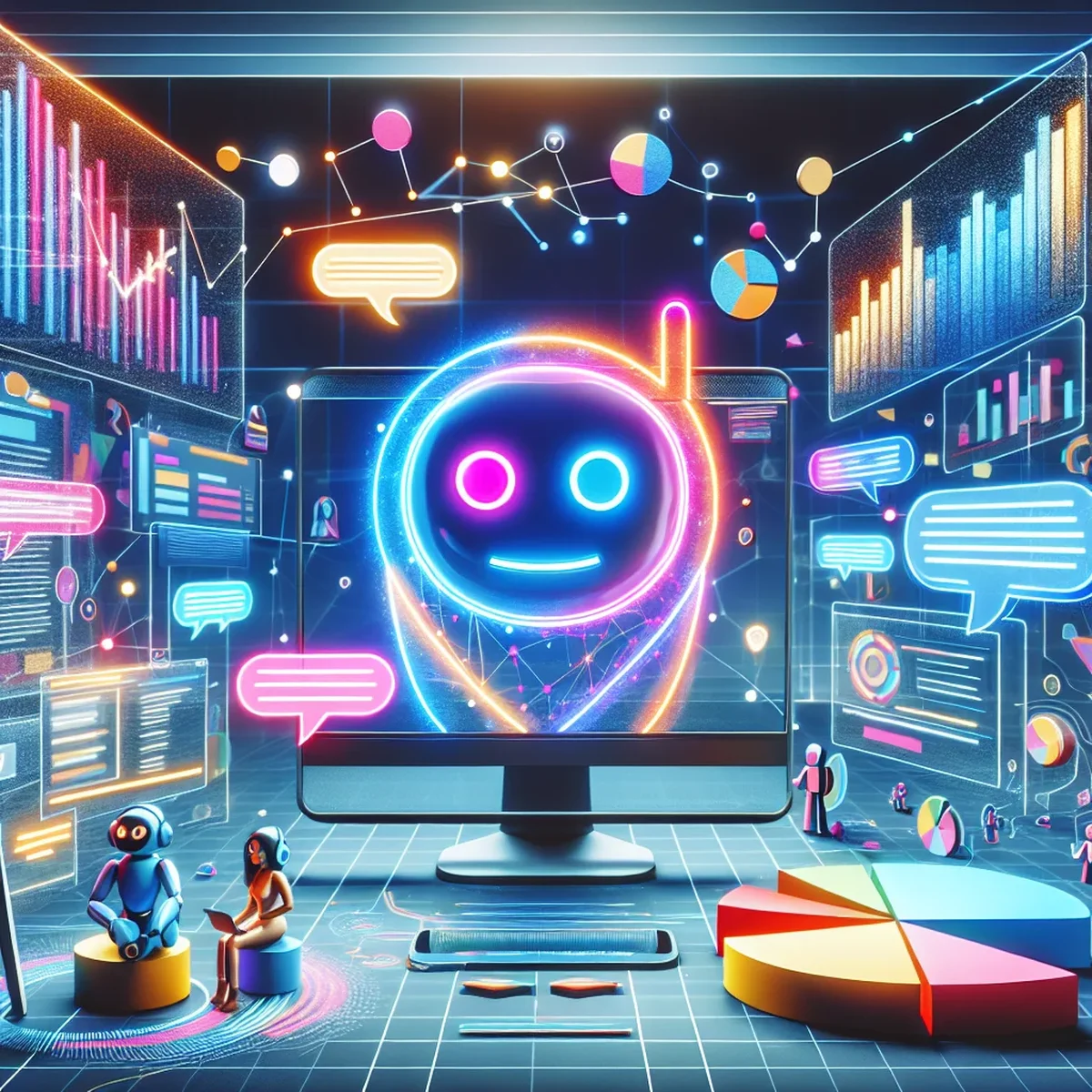 A digital representation of a chatbot widget engaging with a user on a WordPress site