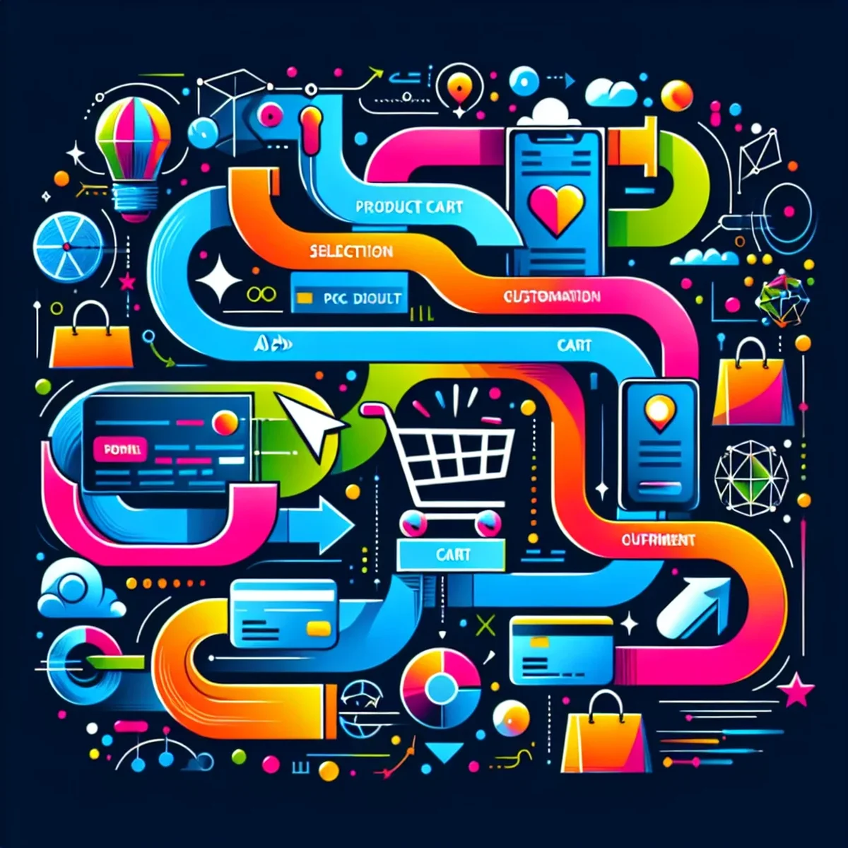 Illustration of an optimized checkout process on a digital screen