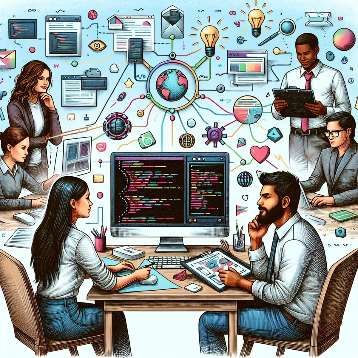 Digital designer coding a custom website theme on a computer