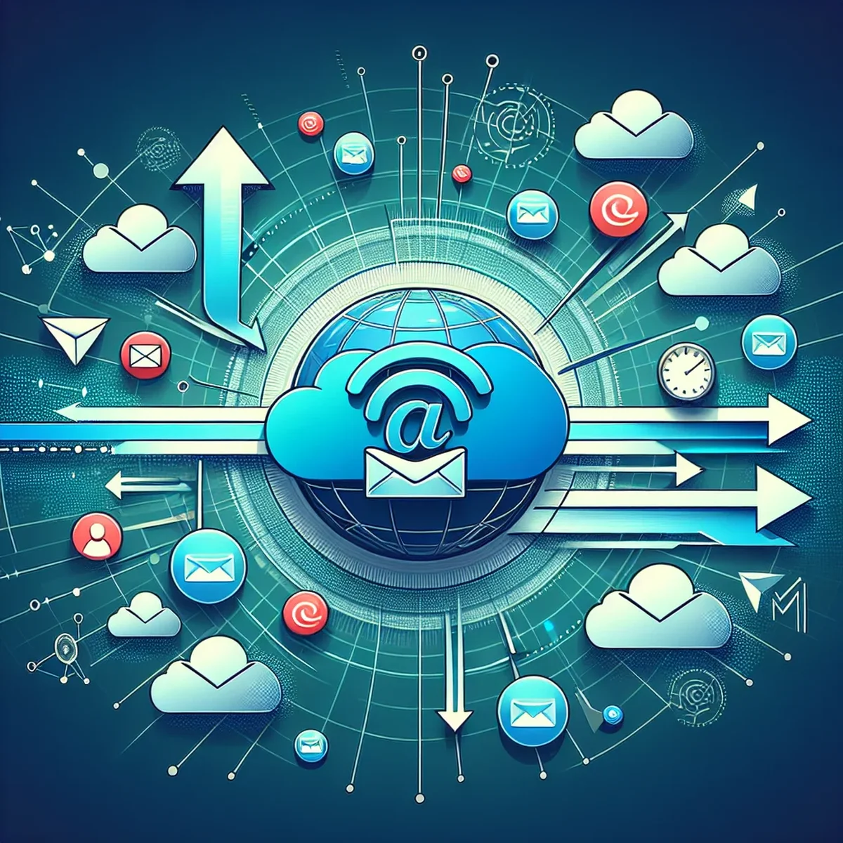 Illustration of email routing configuration on a digital screen