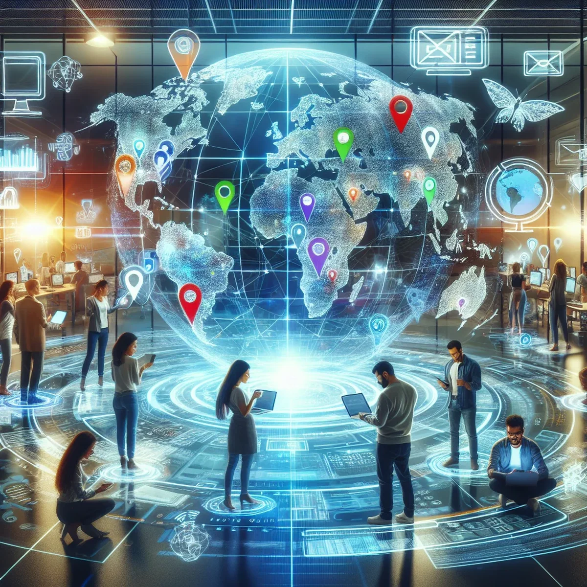 Digital globe with multiple languages represented