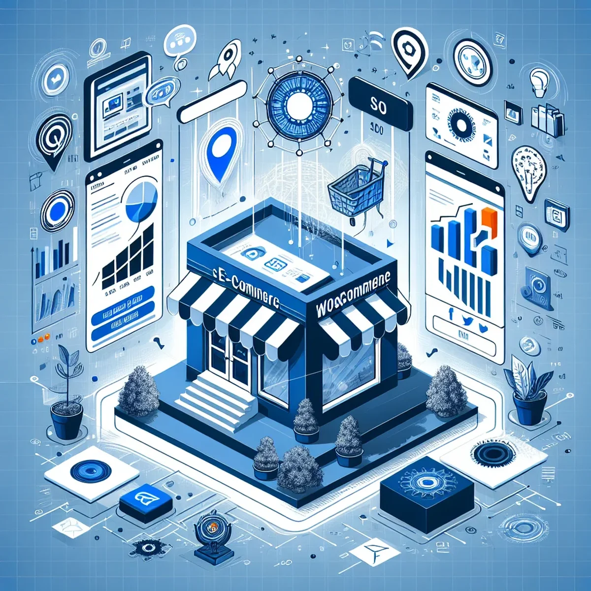 A modern e-commerce dashboard showing various metrics relevant to a headless WooCommerce storefront