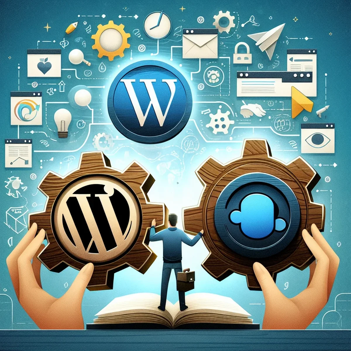 Illustration of Next.js and WordPress logos interconnected