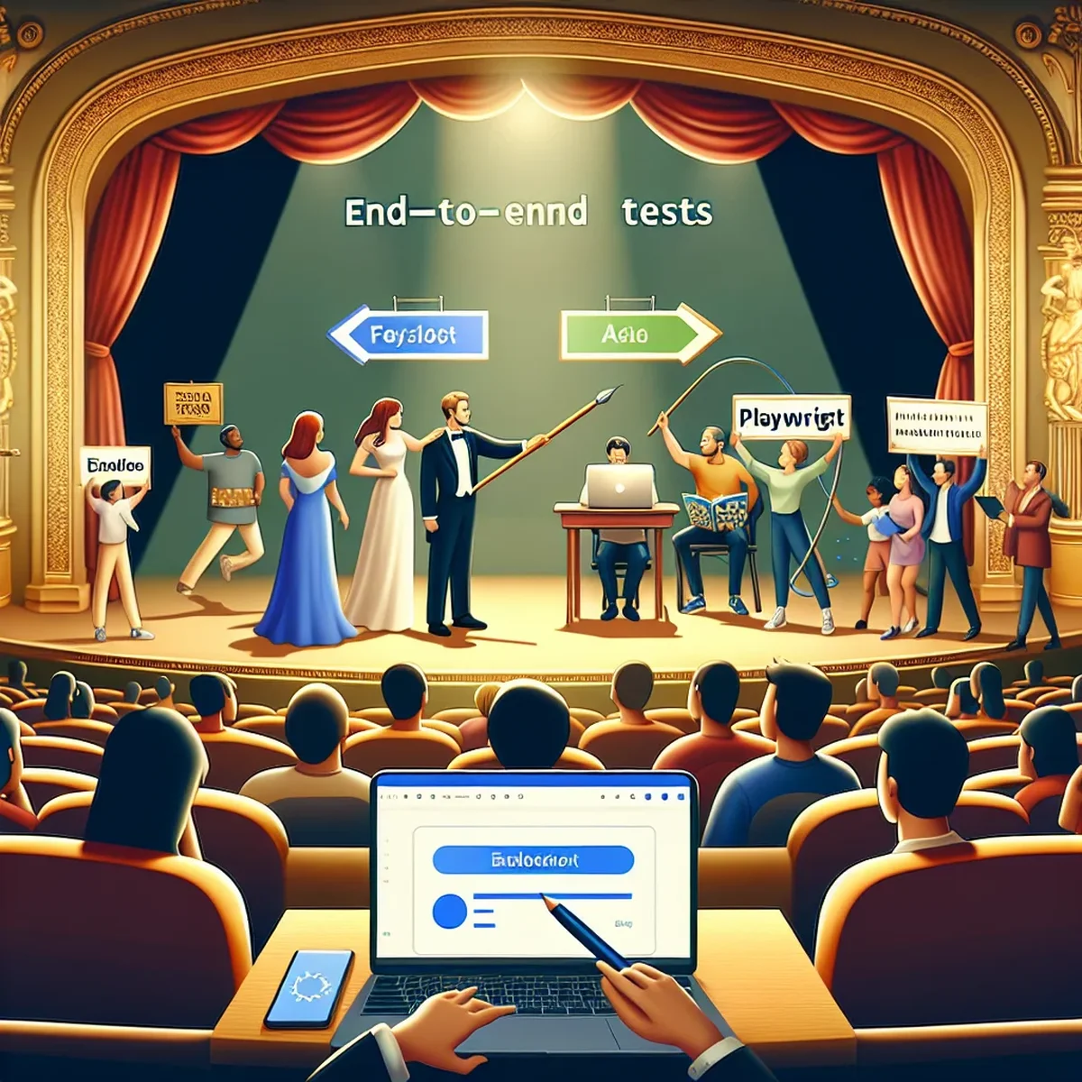 A developer testing a WordPress site using Playwright on a computer screen