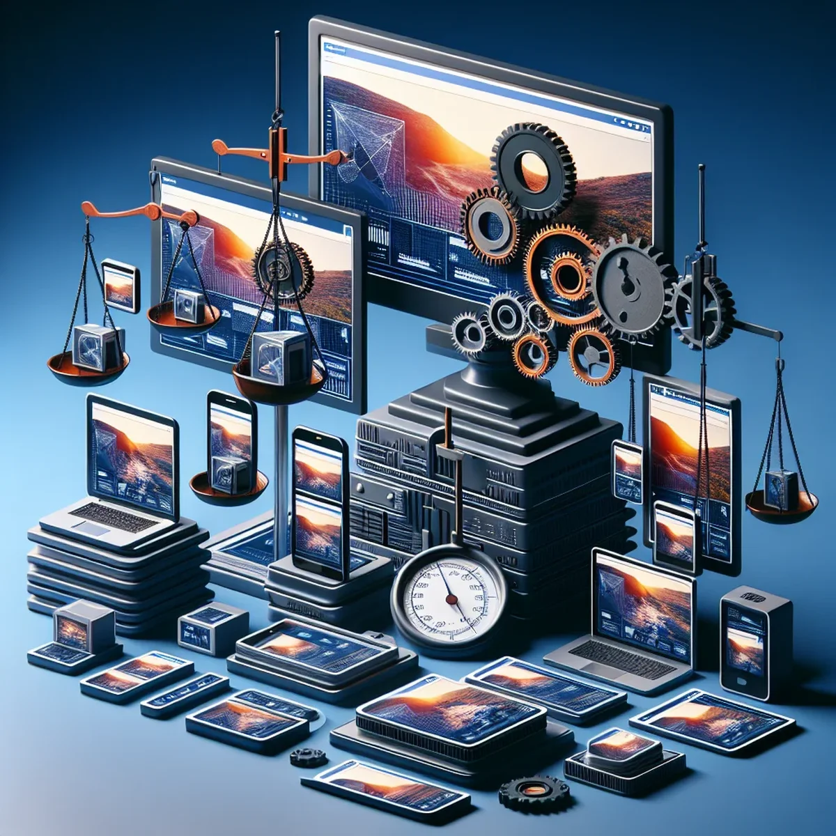A collage showing various devices displaying responsive images