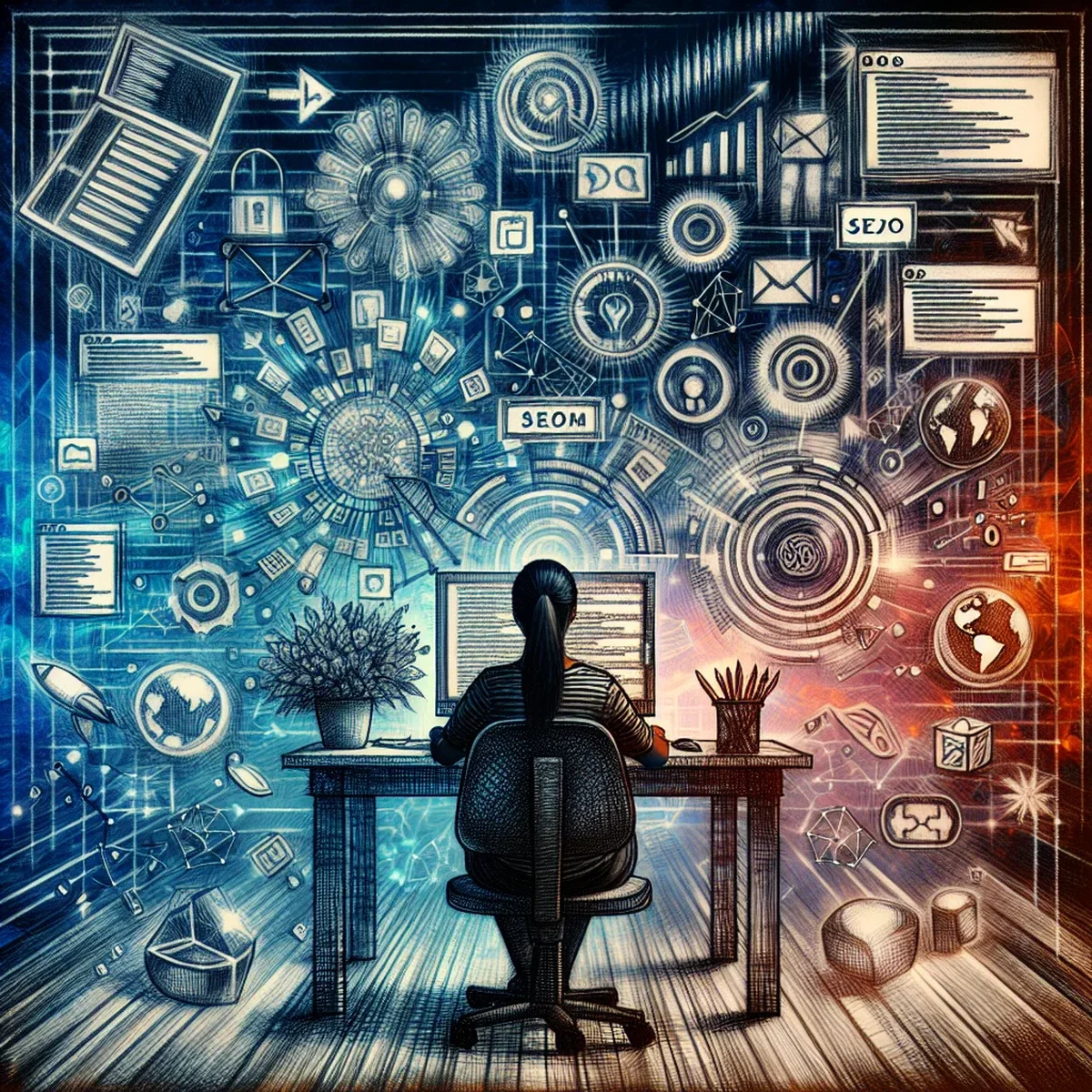 A marketing professional adjusting a website layout on a digital site editor interface