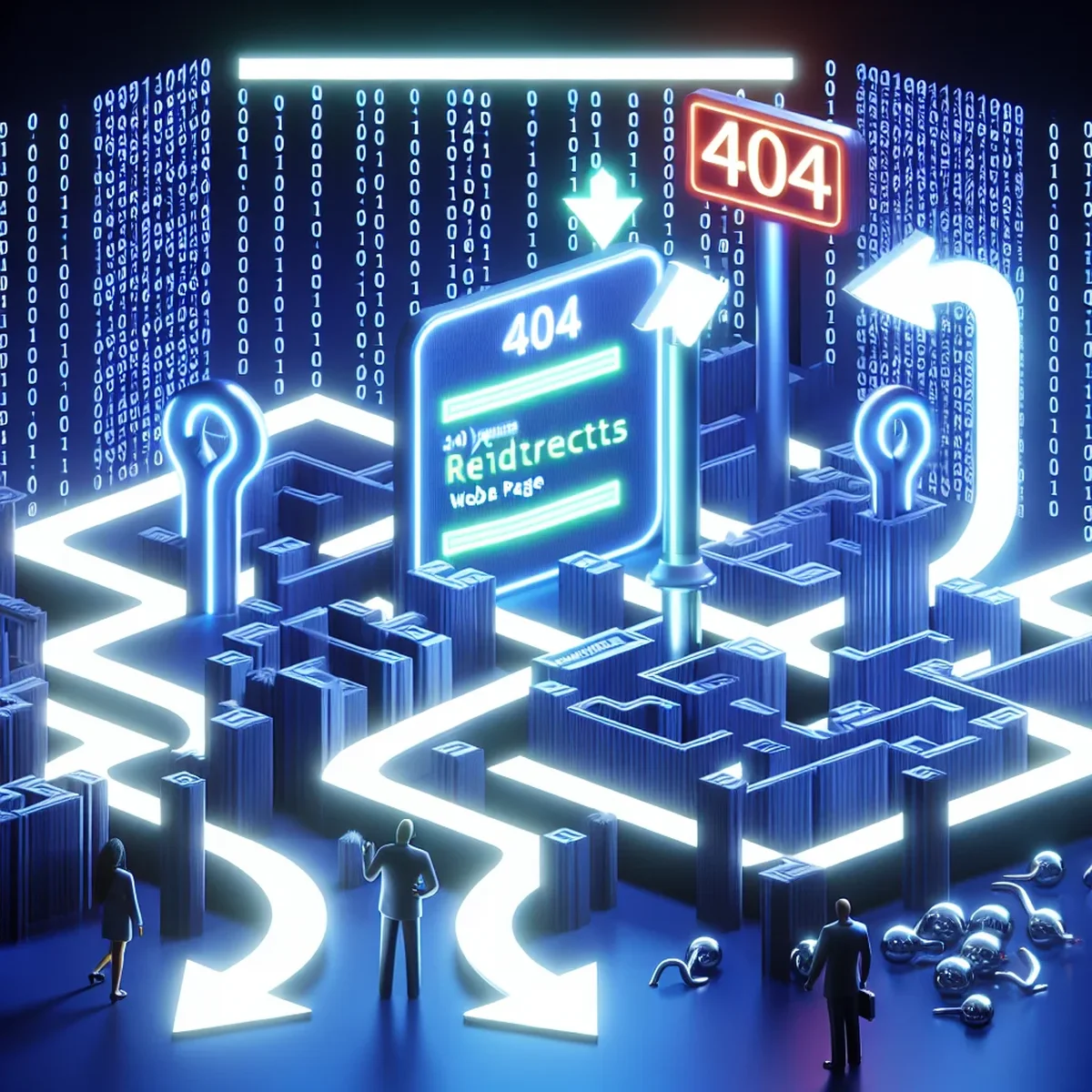 Illustration of a digital error page being redirected