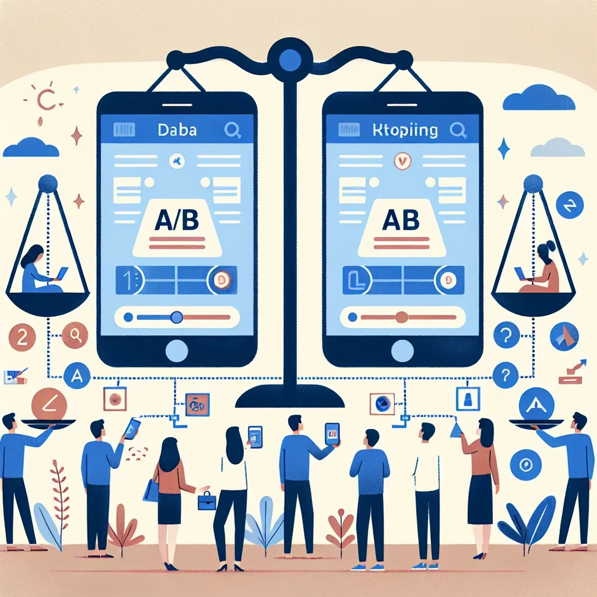 Illustration of A/B testing on a WordPress website interface