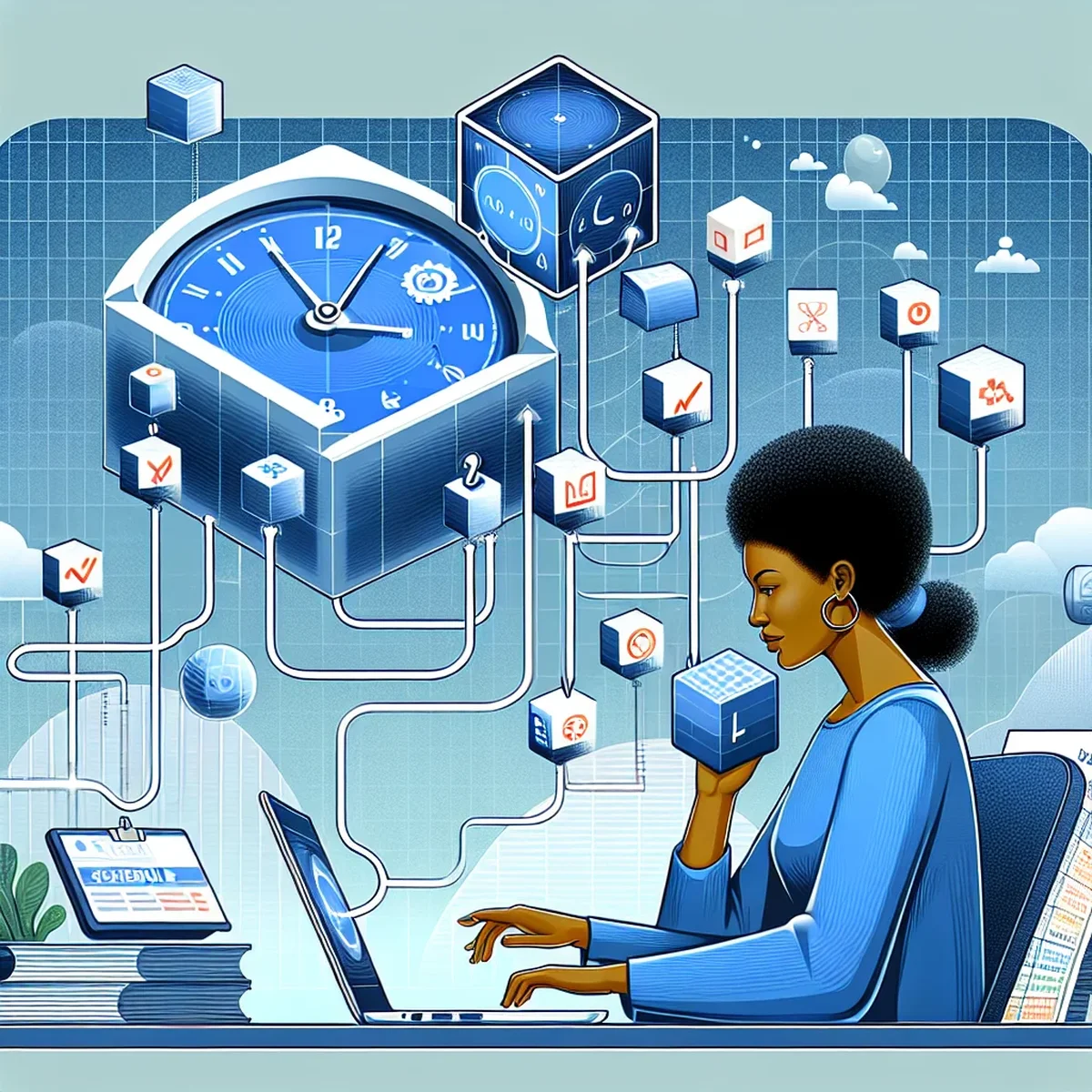 Illustration of a calendar with tasks being scheduled automatically in WordPress