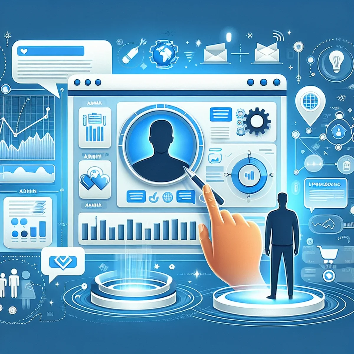 Customized WordPress admin dashboard showcasing brand colors and logo