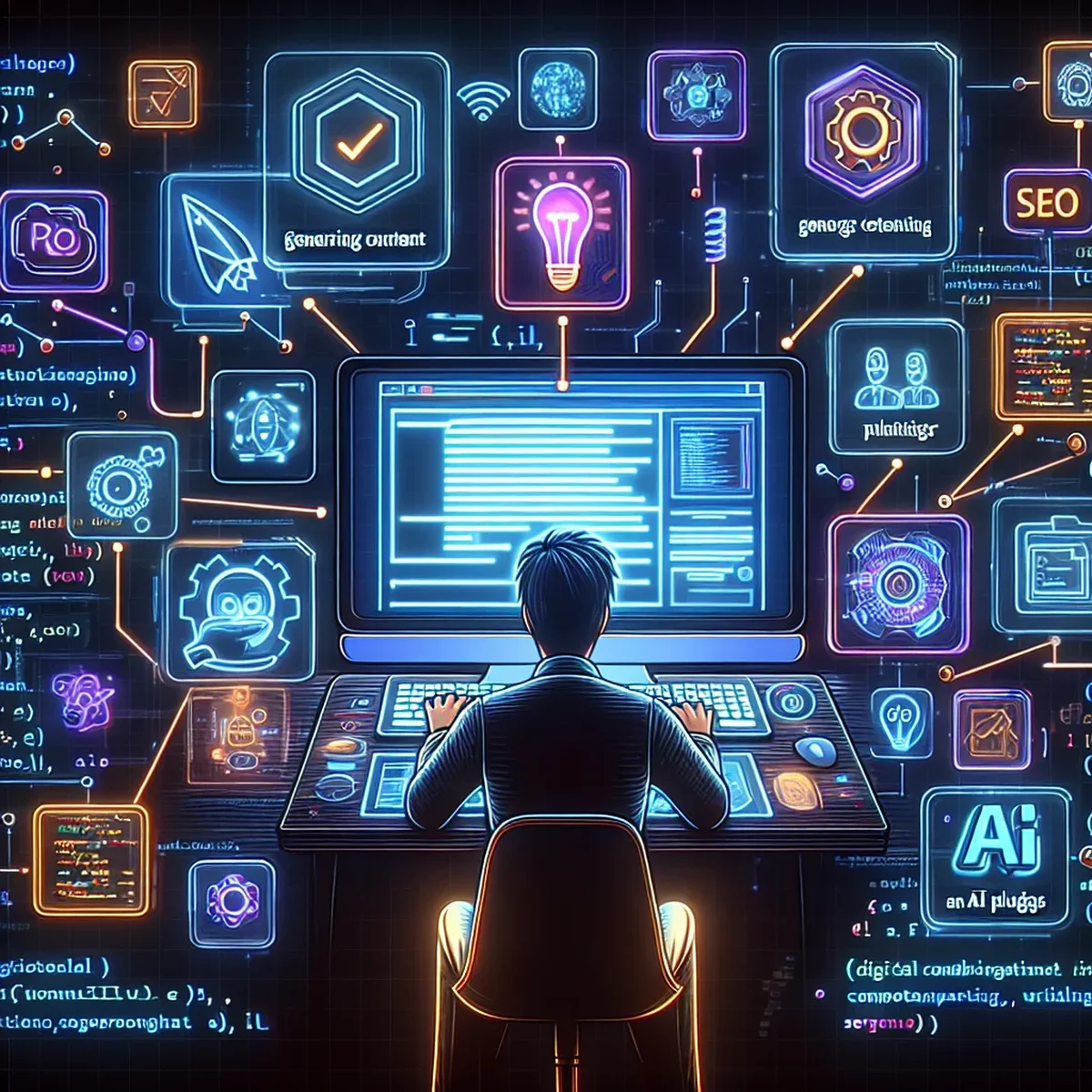 Illustration of AI integration in WordPress content management