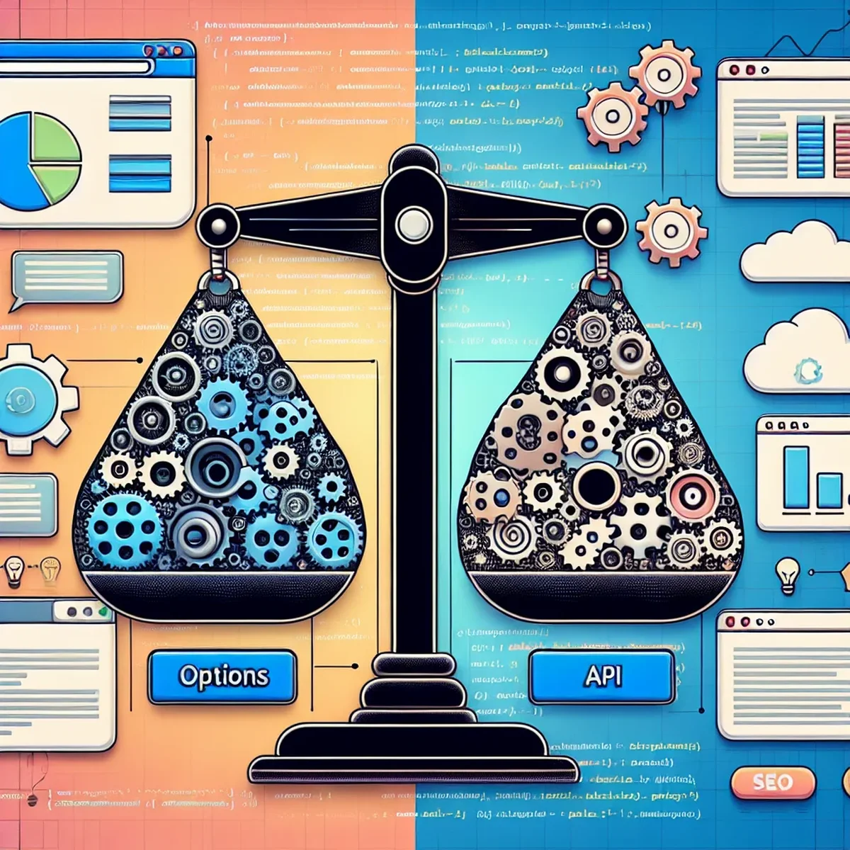 A visual comparison chart of WordPress Options API and Settings API