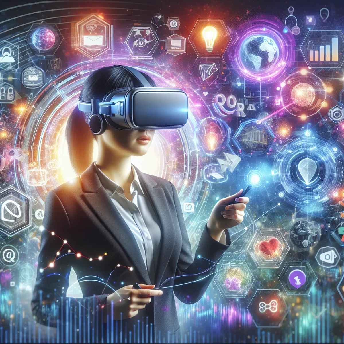 An illustrative representation of AR/VR technology enhancing a WordPress website