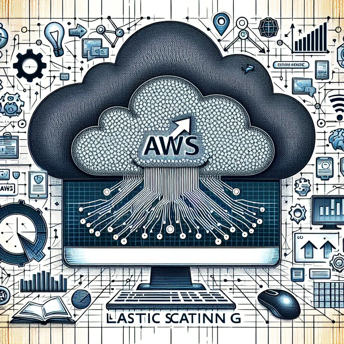 Illustration of AWS infrastructure scaling dynamically for WordPress