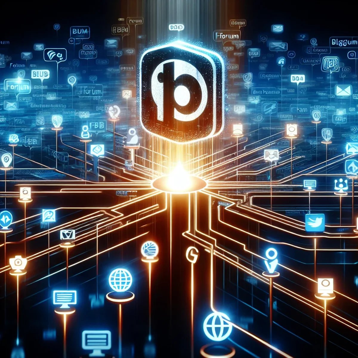 Illustration of a vibrant community discussion on a WordPress site using bbPress