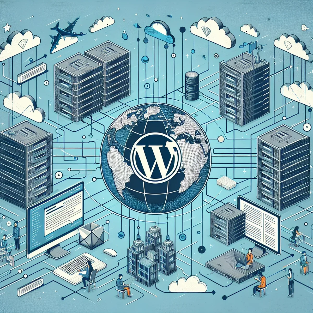 Illustration of a fast WordPress website powered by CDN technology