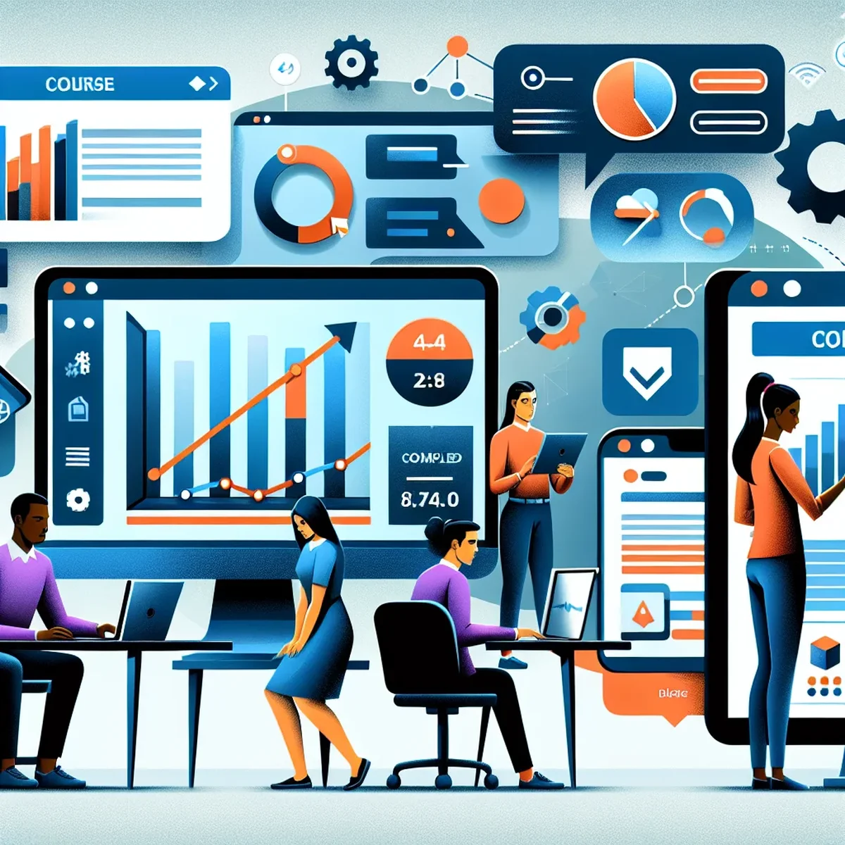 A dashboard displaying course progress tracking in WordPress