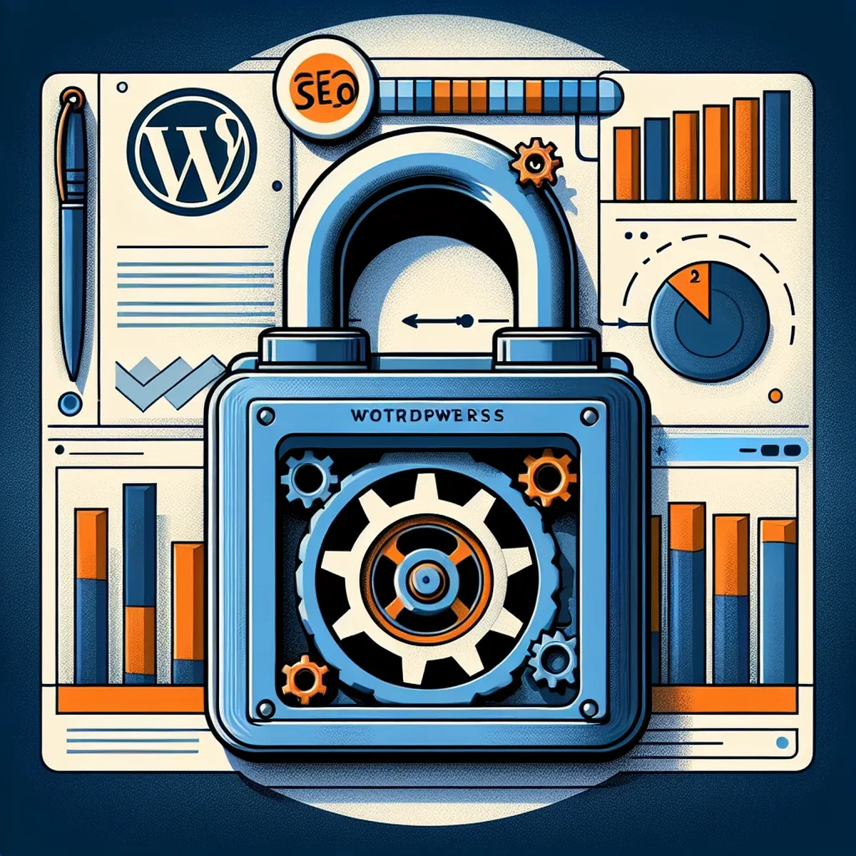 Illustration of gears and a clock symbolizing the WordPress Cron Mechanism