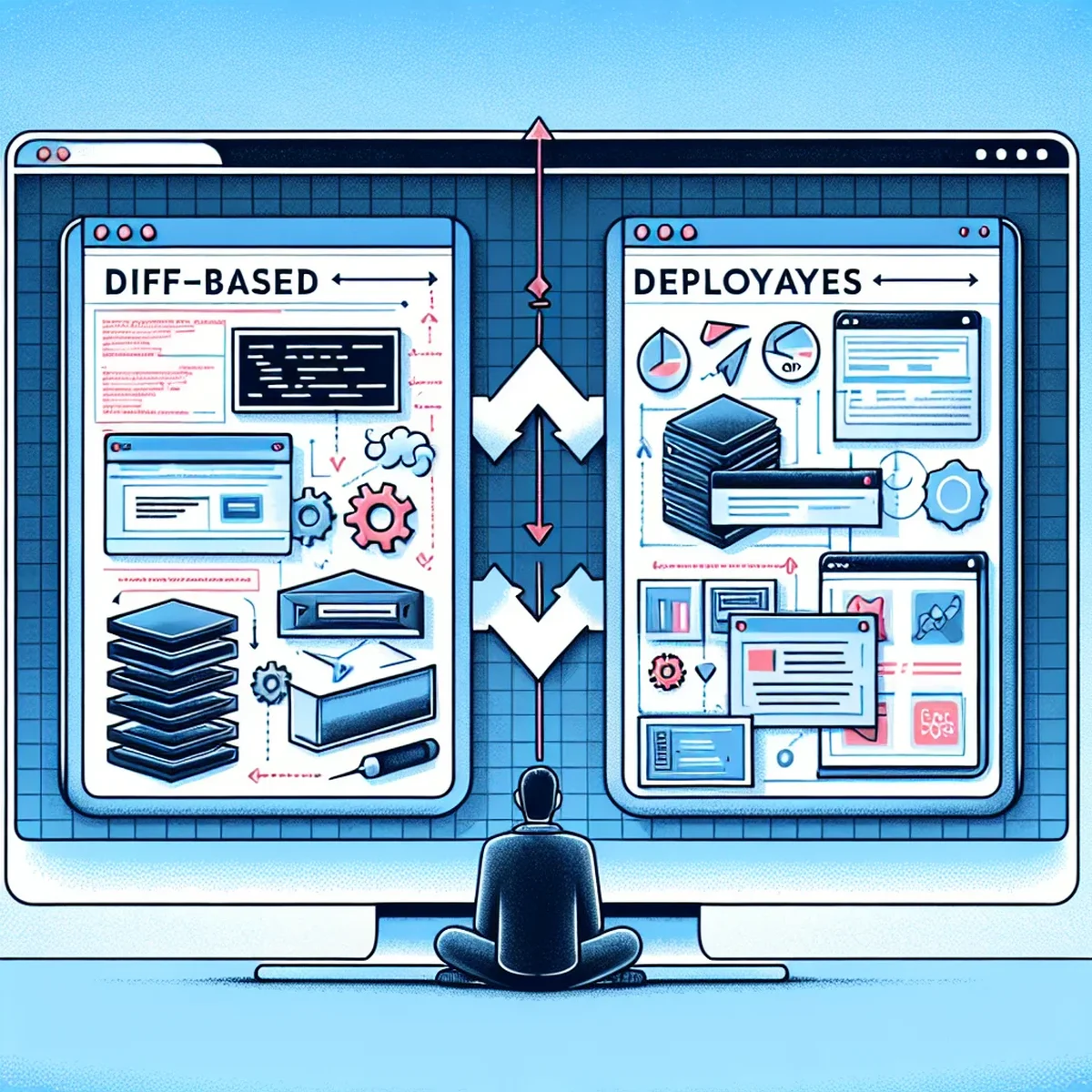 Visual representation of diff-based deployments process in WordPress