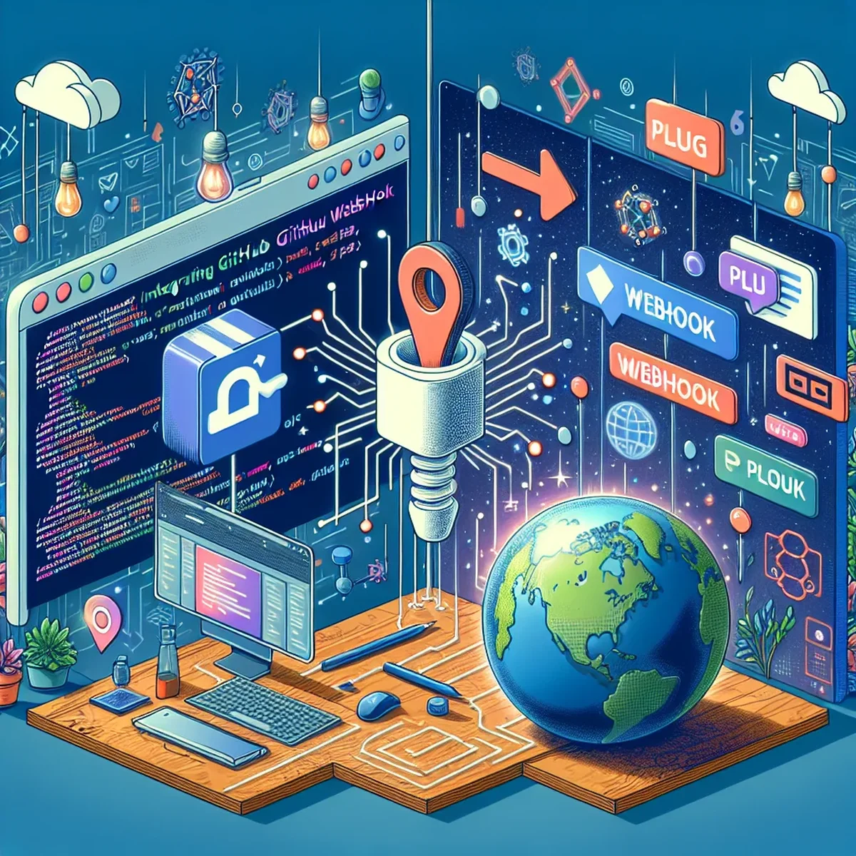 Illustration of GitHub and WordPress integration
