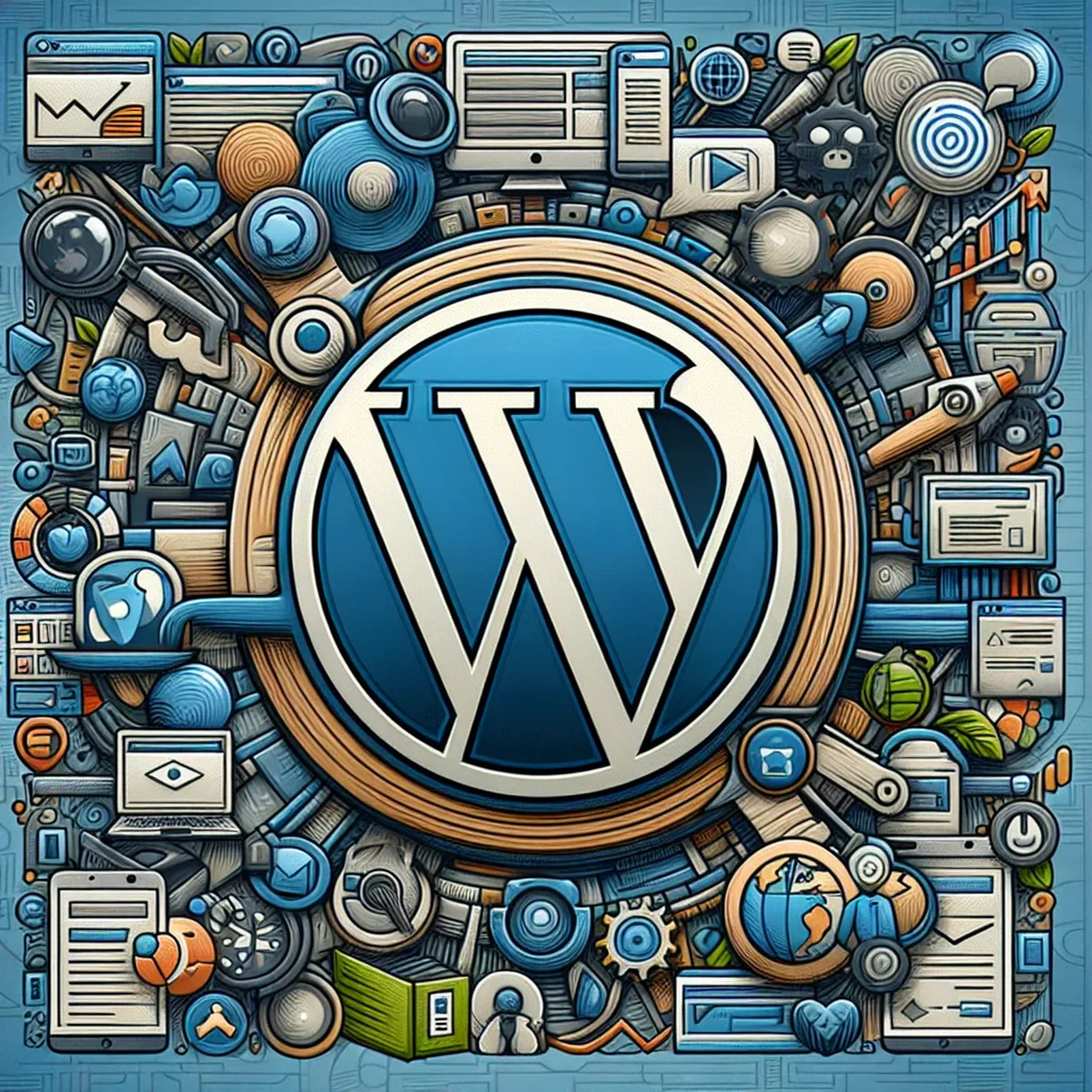 A conceptual image showing WordPress as the central hub for identity management