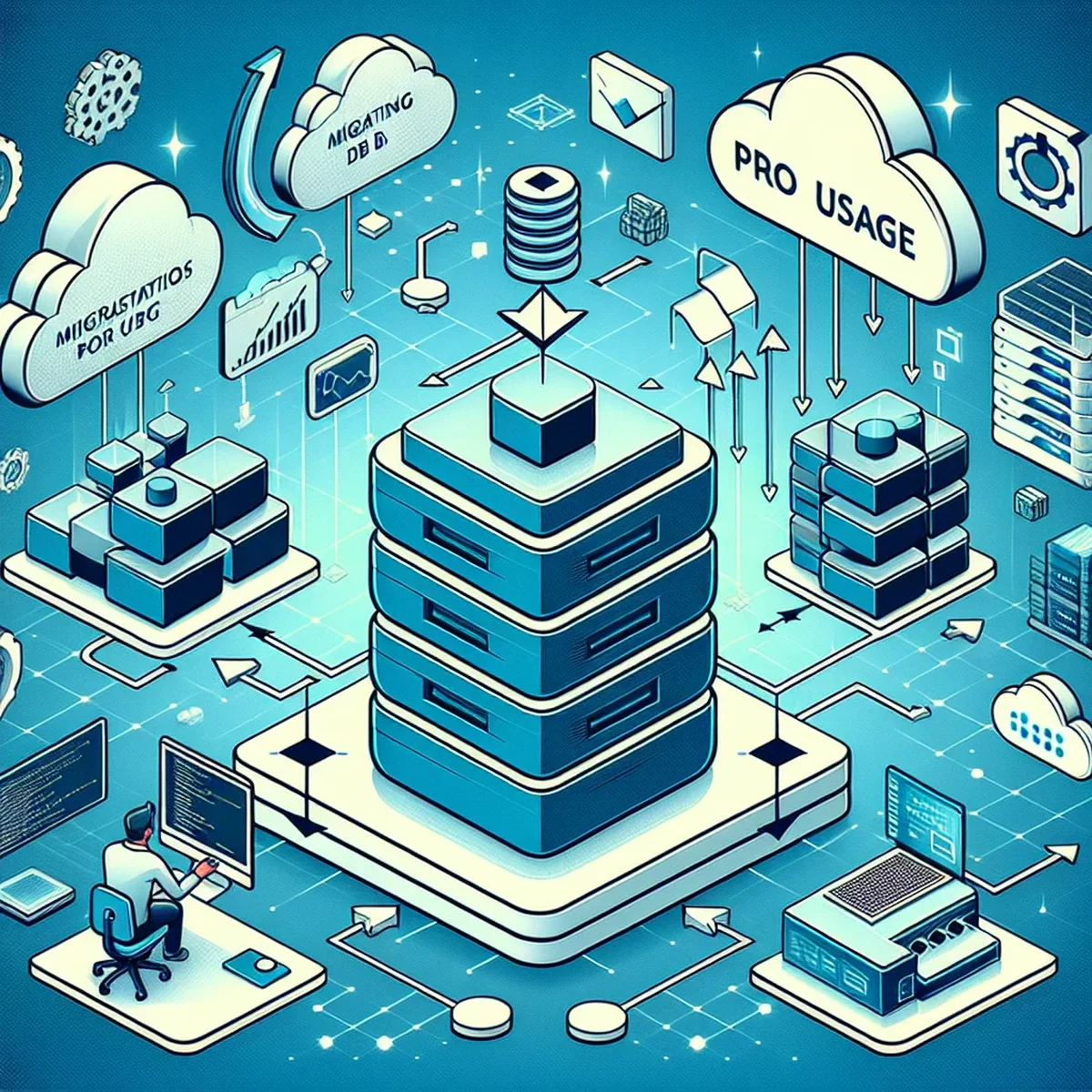 A digital illustration of data transfer between two WordPress sites