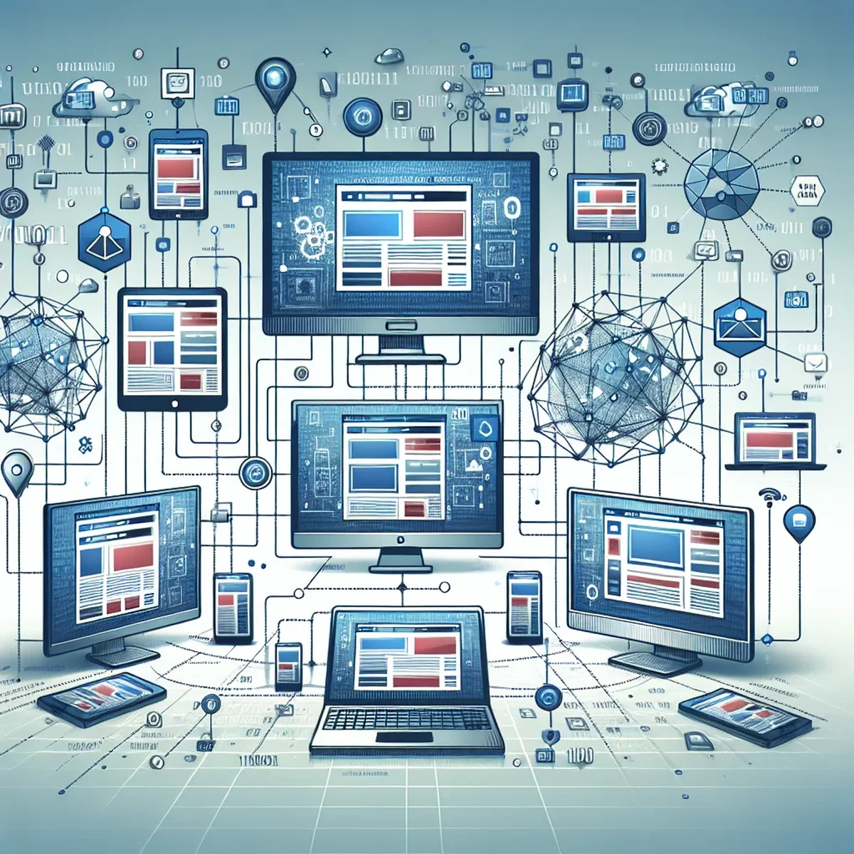 Illustration of connected network nodes representing WordPress Multisite