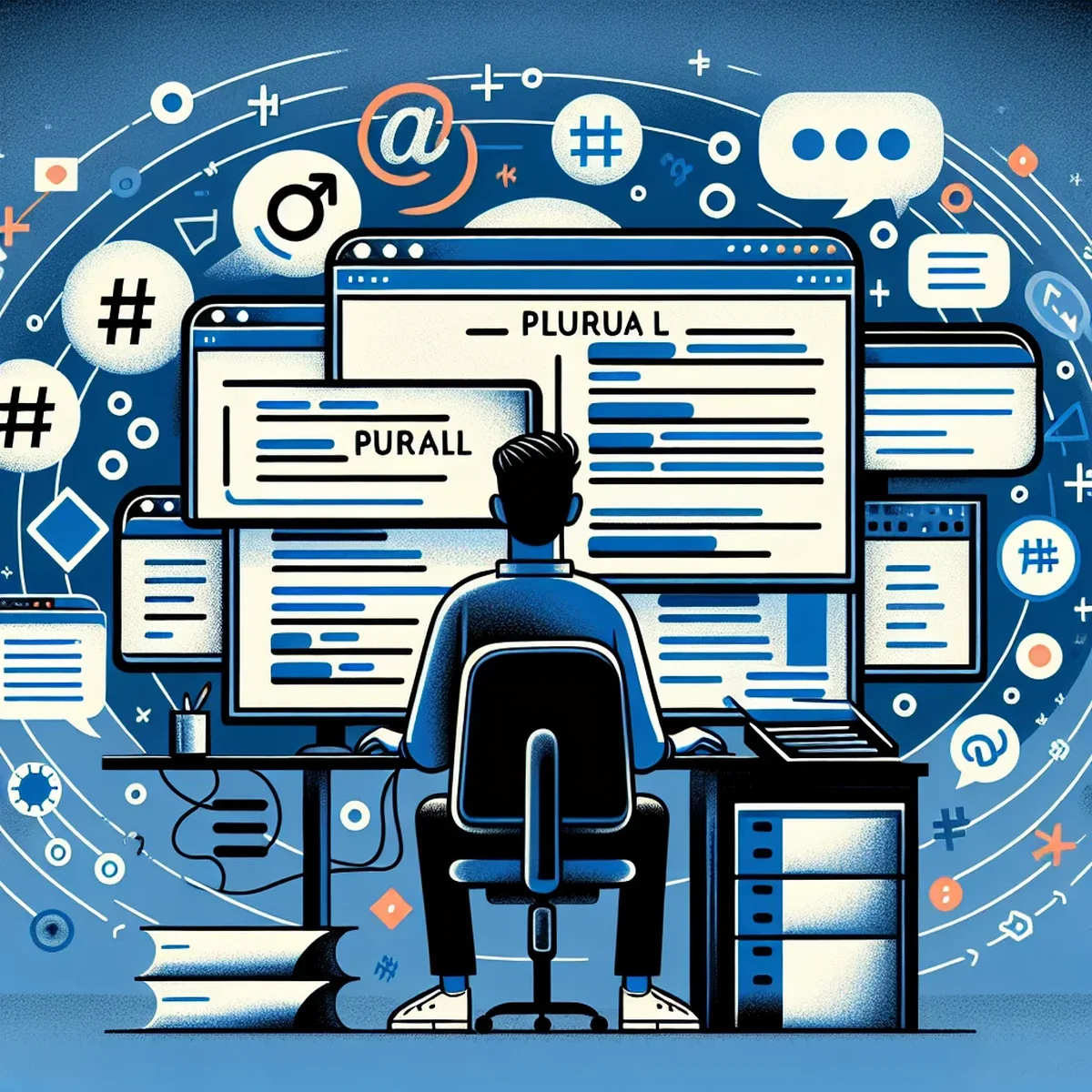A developer coding plural forms in WordPress on a laptop