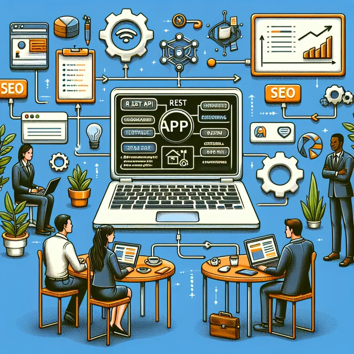 Illustration of data exchange between server and client using WordPress REST API