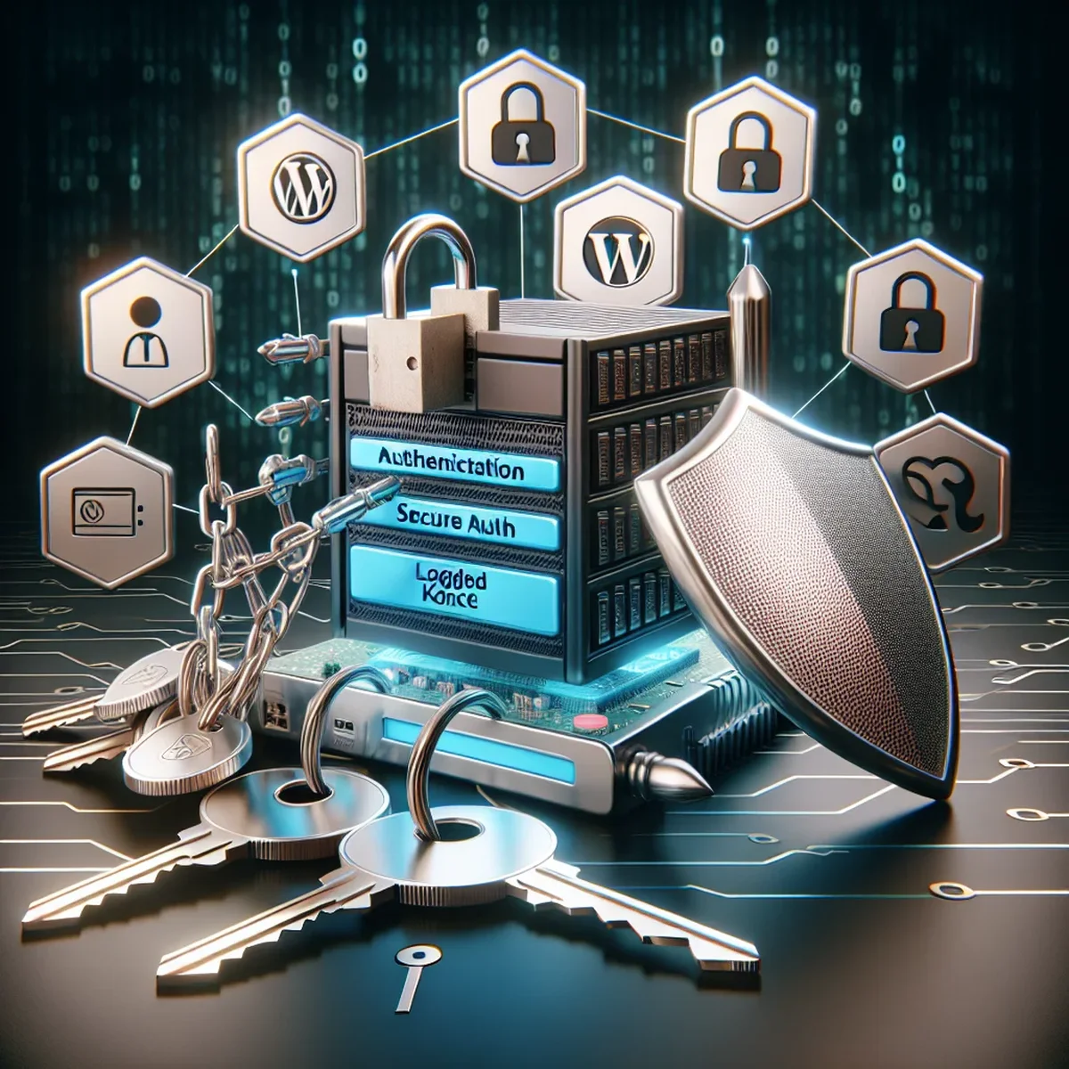 Illustration of a fortified lock representing WordPress security enhancements