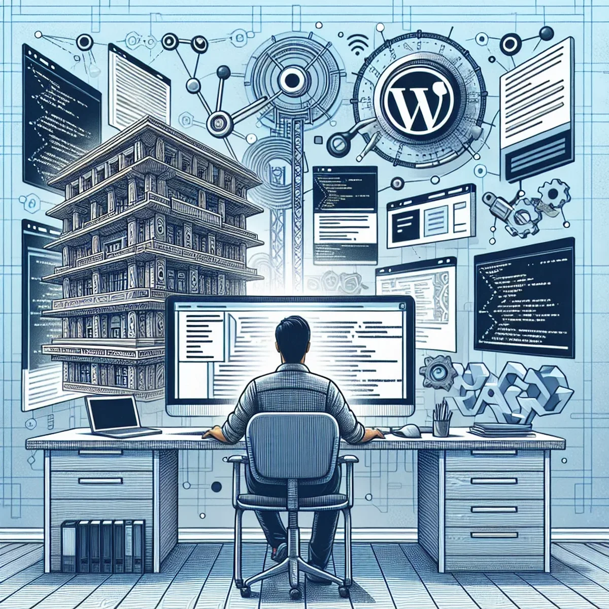 A developer coding with SOLID principles on a WordPress project