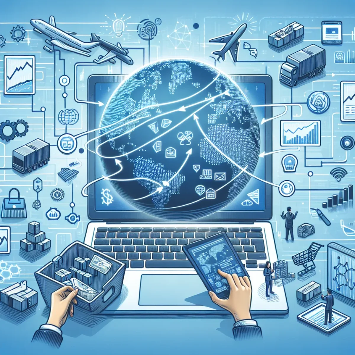 A colorful illustration of data transfer between two WordPress sites