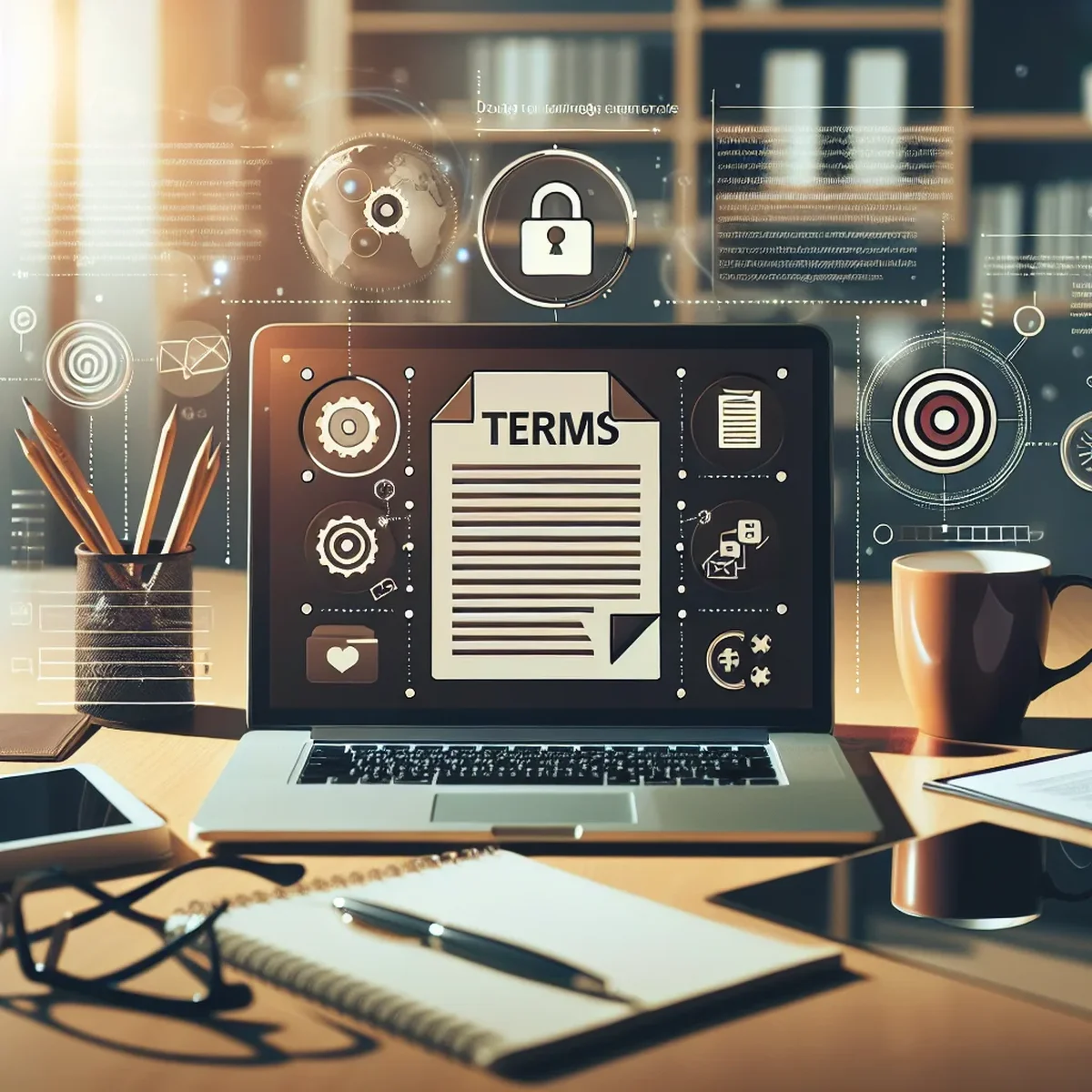 A close-up view of a legal document on a digital screen, symbolizing Terms of Service for websites
