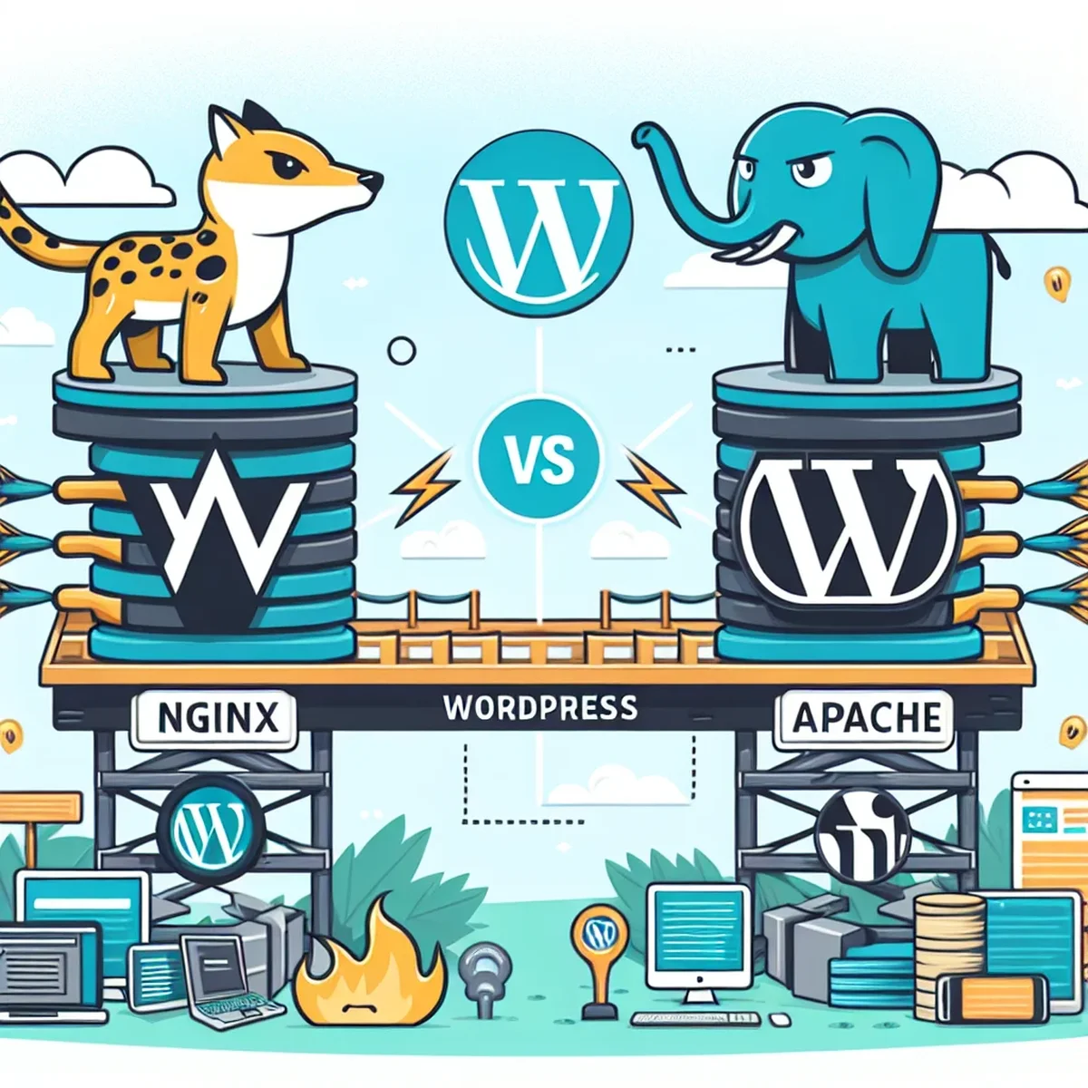 Comparison chart of Nginx and Apache performance for WordPress
